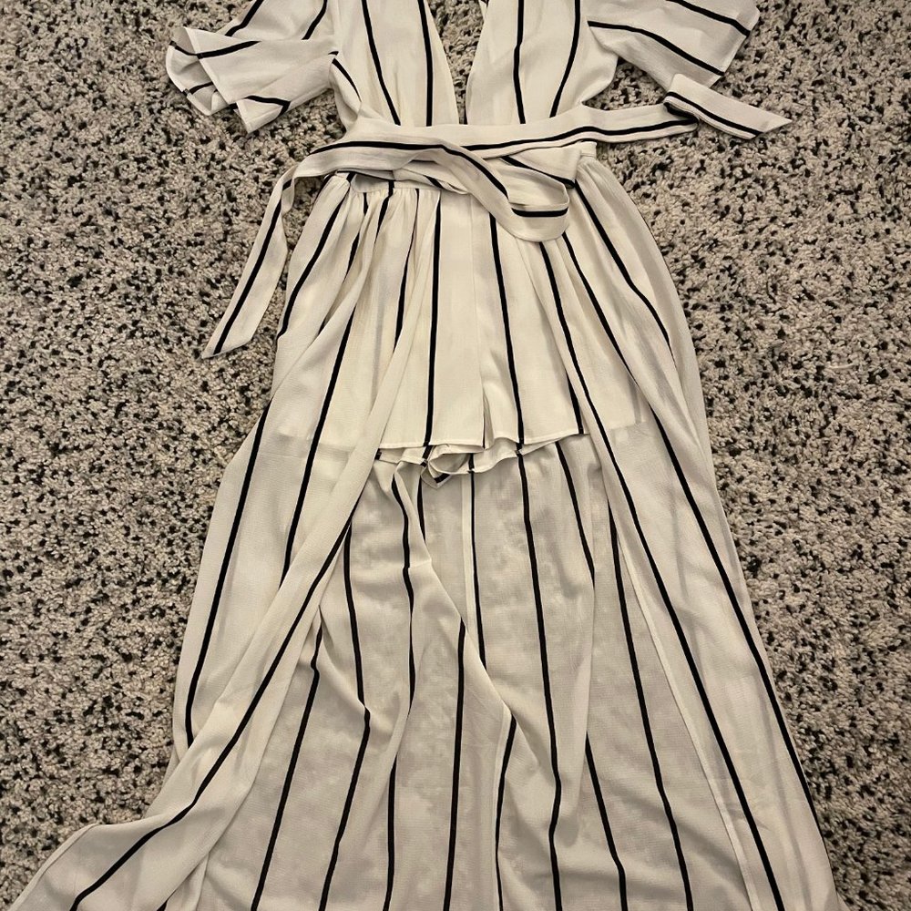 Black and White Striped Romper - Picture 2 of 5